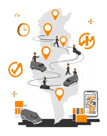 Technicien de service utilisant un GPS voiture Tunisie pour tracer ses visites clients